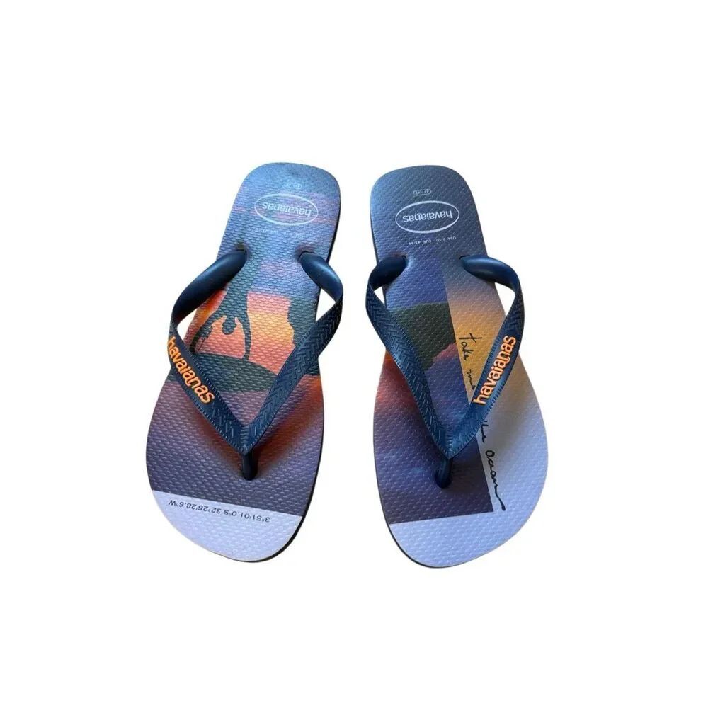 Havaianas Unisex Hype Navy Blue Flip Flops men’s 9 women’s 10